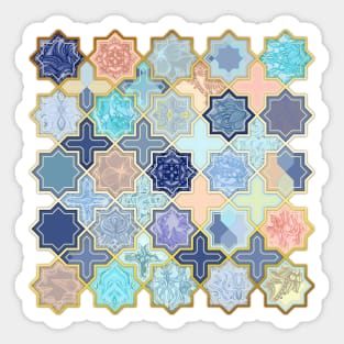 Peach and Blue Geometric Tile Pattern Sticker